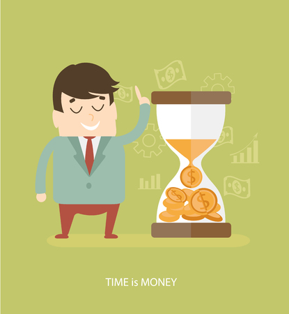 Time is money - business concept. Flat design icons for web and mobile phone services and apps. Vector illustration.のイラスト素材