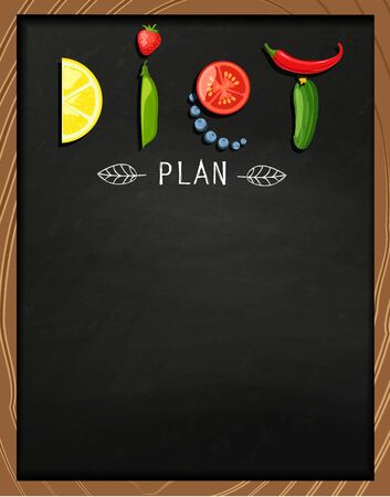The concept of diet on the chalkboard.のイラスト素材