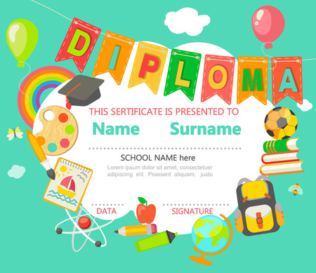 Kids diploma, vector.の写真素材
