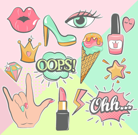 Fashion patch badges. Vector.のイラスト素材