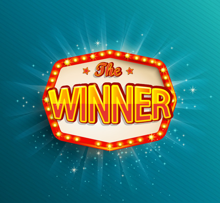 The winner retro banner with glowing lamps.のイラスト素材