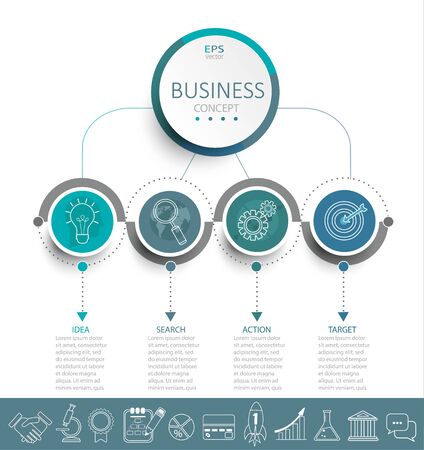 Infographic template with 3D circles paper label.のイラスト素材