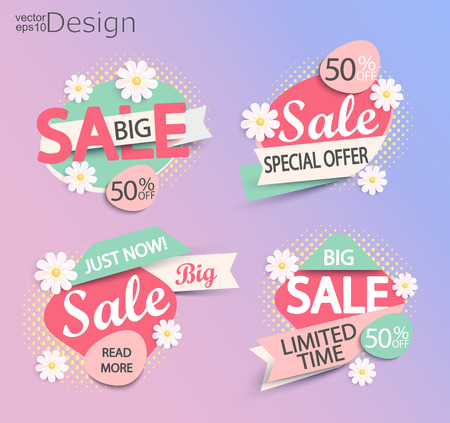 Sale - set of fashion color modern labels.のイラスト素材