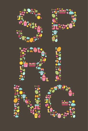 Spring Lettering, vector template.のイラスト素材