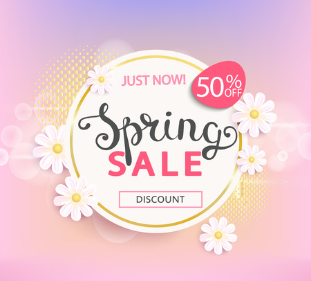 Spring sale label, 50 percent discount.のイラスト素材