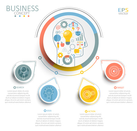 Template Infographic with 3D circles paper label.のイラスト素材