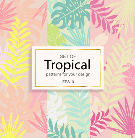 Set of modern tropical background for your design.のイラスト素材