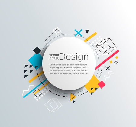 Circle frame with colorful geometric background. For your brochure, flyer, design. Vector illustration.のイラスト素材
