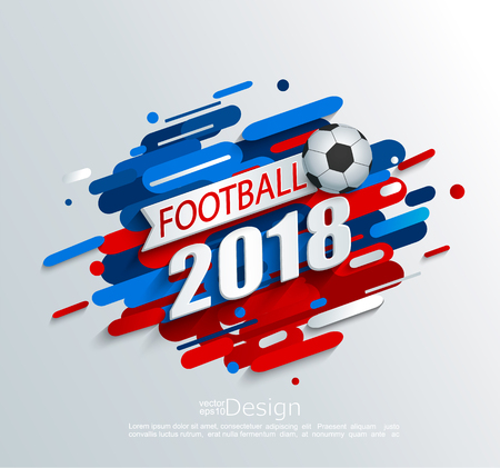 Vector illustration for a football cup 2018 with dynamic background and ball. For the soccer championship.Perfect for design cards, invitations, gift cards, flyers, brochures, banners and so on.の写真素材