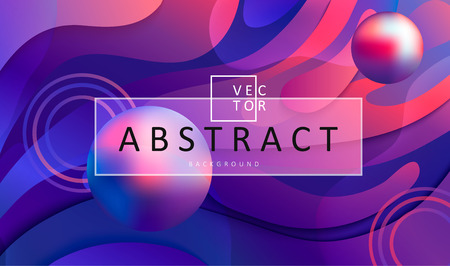 Abstract geometric gradient background with wavy shapes, circles and balls. Colorful and digital backdrop for the advertise and marketing in dynamic, fluid forms. Vector illustration.のイラスト素材