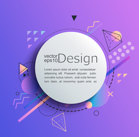 Circle frame on gradient background with geometric shapes. For your brochure, flyer, design. Vector illustration.のイラスト素材