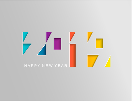 2019 Happy new year card in paper style for your seasonal holidays flyers, greetings and invitations cards and christmas themed congratulations and banners. Vector illustration.のイラスト素材