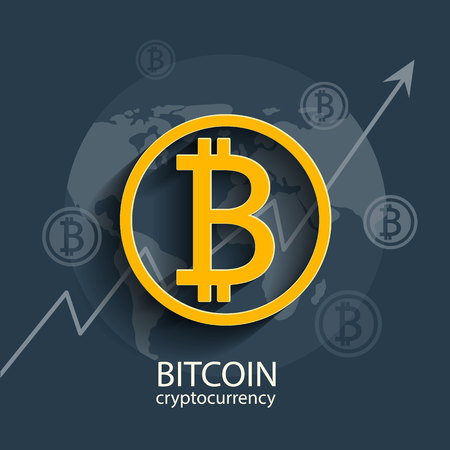 Symbol or sign of Bitcoin. Raster copy illustration of cryptocurrency for using in different web and other projects and mobile applications.の写真素材