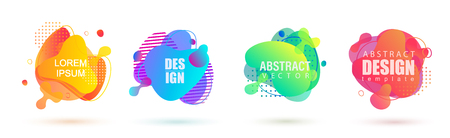 Set of modern liquid abstract geometric shapes. Fluid gradient dynamic elements for banner, logo, social post. Template for your design, flyer or presentation, poster, advertise Vector illustration.のイラスト素材