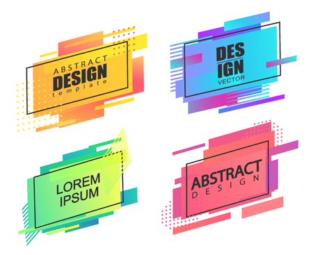 Set of geometric square abstract shapes. Template for badges, lablels, poster, banner.Colorful modern background for web, cover, app,flyer or presentation,advertise and your design.Vector illustrationのイラスト素材