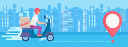 Fast and free delivery service. Carry in short time on scooters.Food and other shipping apps for mobile and websites.Quick and express bike deliver. Advertise for restaurants, caffees,pizzerias.Vectorのイラスト素材