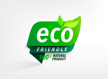 Eco friendly loco,concept of reasonable consumption lifestyle.Natural organic product,fresh farm,saving ecology and ecosystem.Template for your design in web,banners,flyers,posters.Vector illustrationのイラスト素材