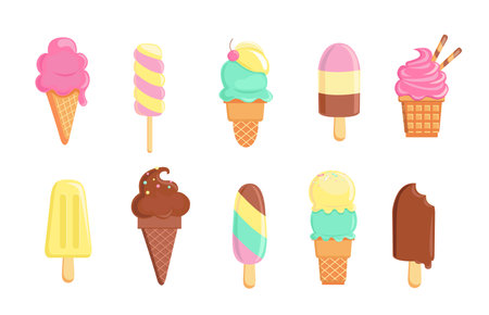 Set of tasty ice creams for hot summer.のイラスト素材