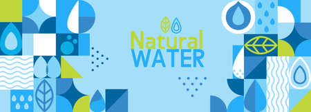 Natural water,horizontal geometric banner.のイラスト素材