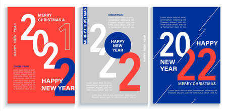 Set 2022 New Year banners,flyers in red,blue,whiteのイラスト素材
