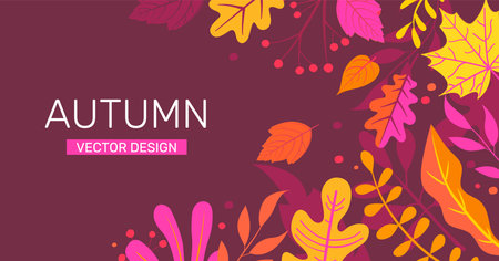Autumn banner with autumn leaves, place for text.のイラスト素材