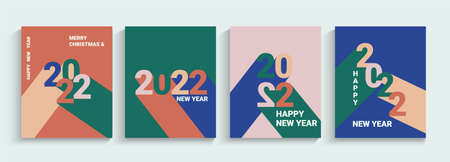 2022 New year, set greeting banners,flyers.のイラスト素材