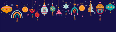 Set Christmas balls in Scandinavian style.のイラスト素材