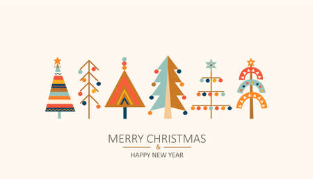 Christmas greeting card with christmas trees.のイラスト素材