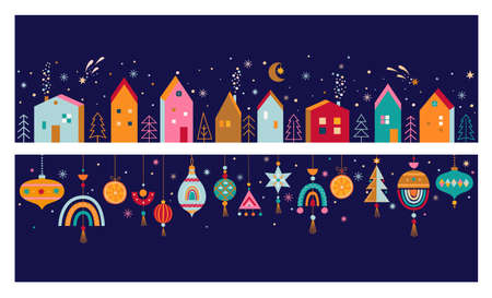 Christmas horizontal banners.のイラスト素材
