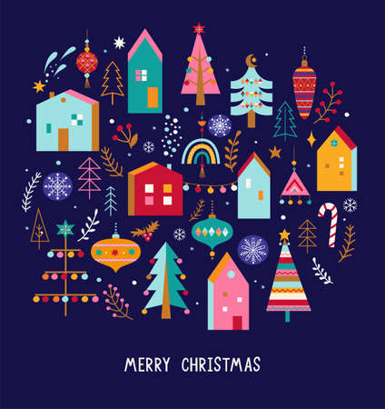 Merry Christmas greeting card 2022.のイラスト素材
