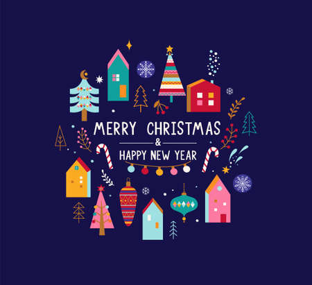 New Year and Christmas greeting card 2022.のイラスト素材