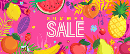 Bright Sale banner for summer 2022.のイラスト素材