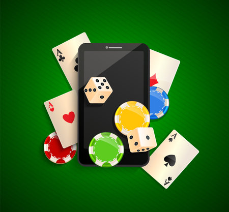 Poker online via mobile devices.のイラスト素材
