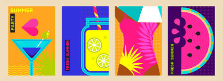 Fresh summer party poster design template.のイラスト素材