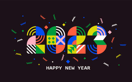 2023 New Year banner,numbers and geometric shapesのイラスト素材