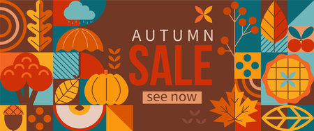 Autumn sale 2022 horizontal banner.のイラスト素材