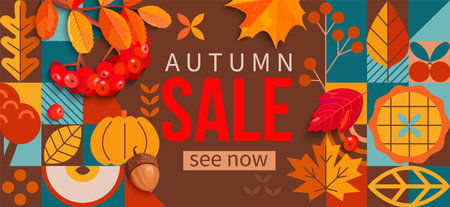 Autumn sale 2022 horizontal banner.のイラスト素材