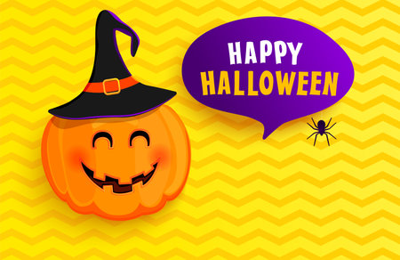 Halloween greeting banner with pumpkin.のイラスト素材