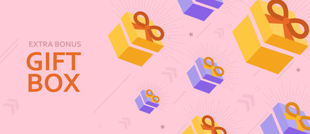Gift box greeting card.Extra bonus with surprise.のイラスト素材