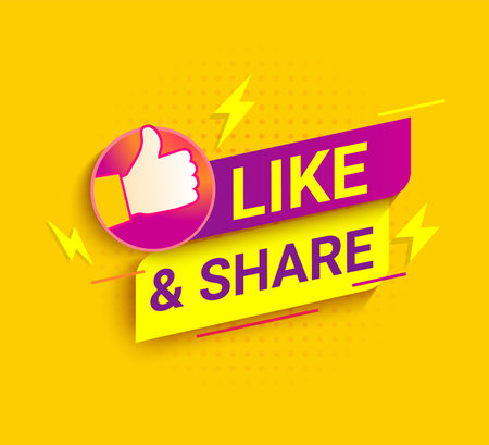 Like and Share, Social symbol in dynamic style.のイラスト素材