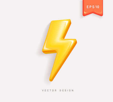 Flash lightning isolated symbol,thunderbolt energyのイラスト素材