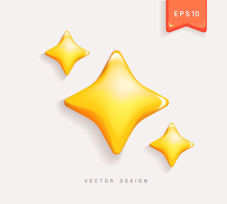 Shining 3D stars,sparkles golden icons.のイラスト素材