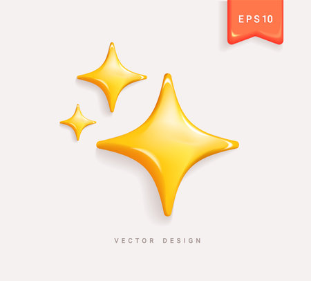 Magic shining stars.Sparkles golden 3d style star.のイラスト素材