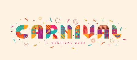Carnival horizontal banner, invitation for 2024.のイラスト素材