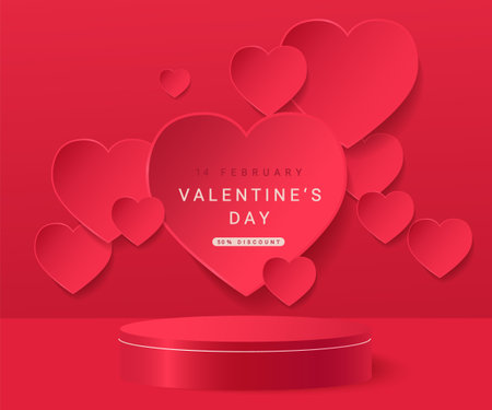 Red sale banner for Valentines day.のイラスト素材