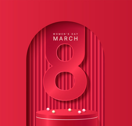 Womens day red greeting card.のイラスト素材