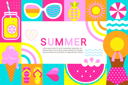 Summer geometric banner.のイラスト素材
