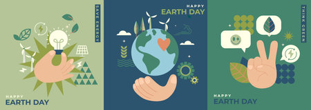 Set eco conceptual cards for Earth Dayのイラスト素材
