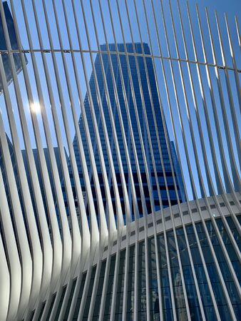 NEW YORK, NY, USA - APR 5th 2019: Sky and buildings view from World Trade Center