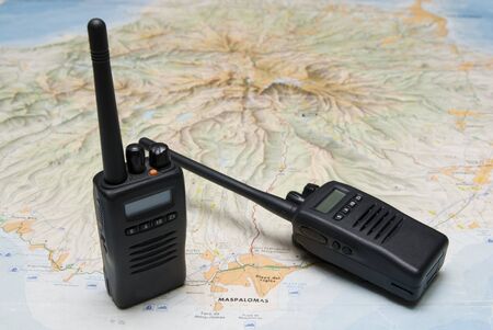 two radio wireless for emergency and exploration with mapの写真素材